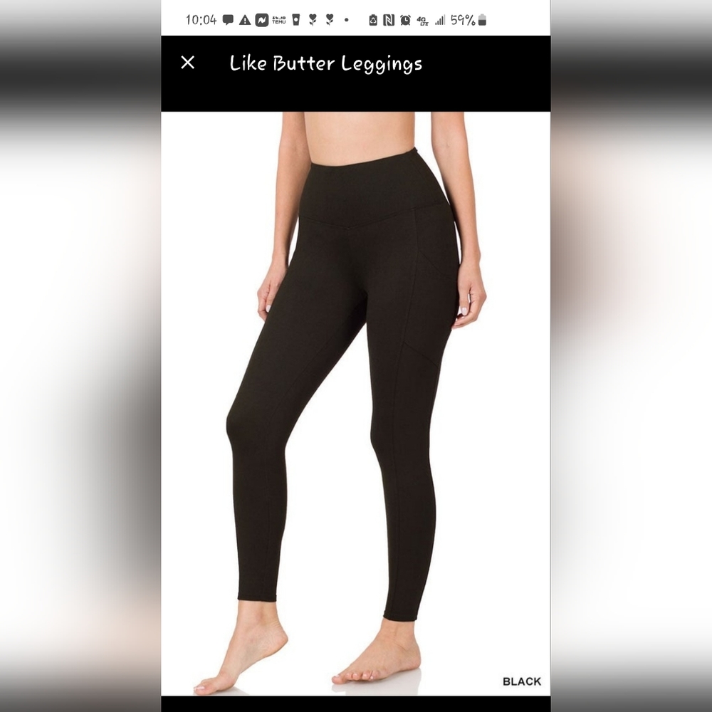 BNWT Zenana Black Leggings size Med w/pockets